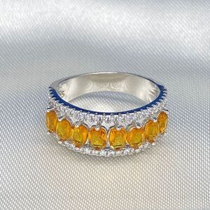 💛 925 Citrine & CZ Ring